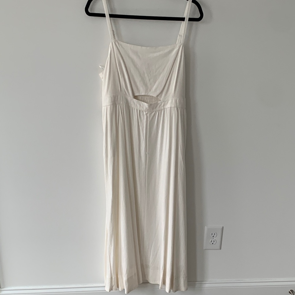 Nine West Cream Textured midi dress linen blend XL NWT